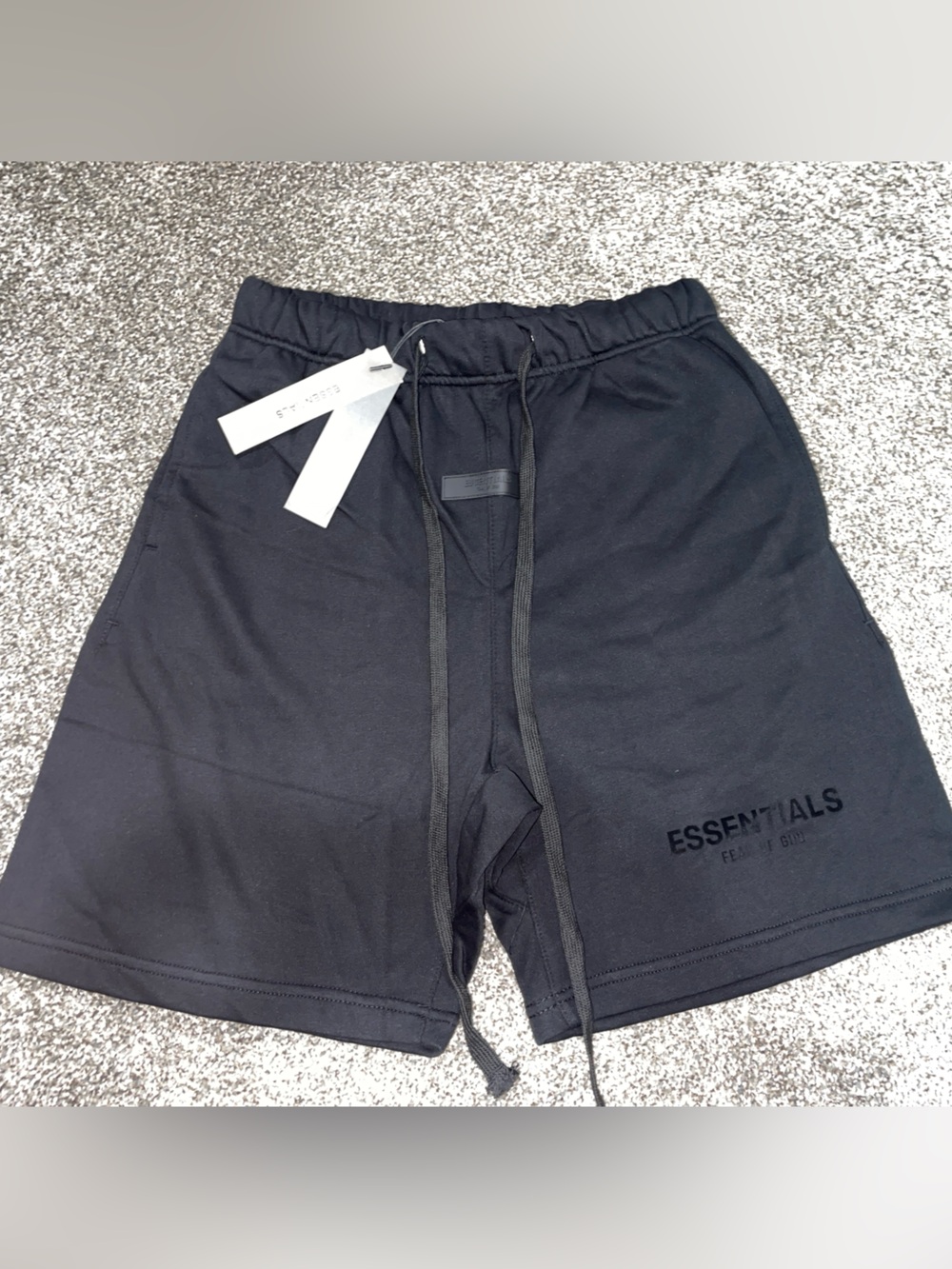 Essentials Black Drawstring Waist Shorts